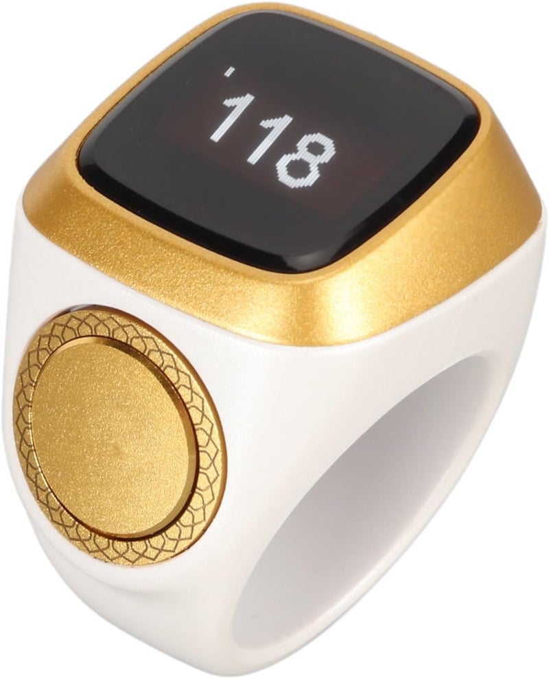 flexman 18mm Smart Bluetooth Counter Rings, Aluminium Alloy Electronic Counter, 0.49in Digital Display Intelligent Counting Finger Rings with Vibration Reminder (White) - Image 1